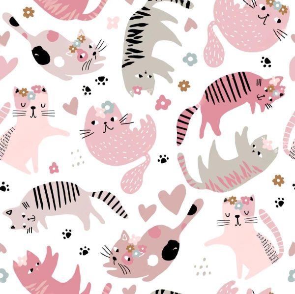 Фотошпалери в дитячу з Милими котами та квітами