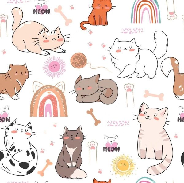 Фотошпалери в дитячу Милі котики та кото-веселки