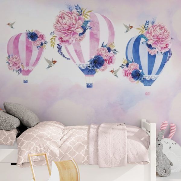 Фотошпалери в дитячу Повітряні Кулі з Квітами, Фотошпалери в дитячу, Фотошпалери квіти Фотошпалери в дитячу Повітряні Кулі з Квітами