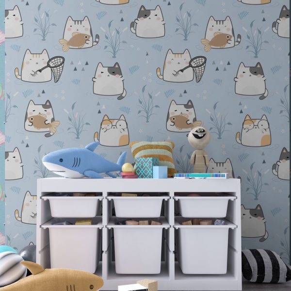 Фотошпалери в дитячу Котики-рибалки