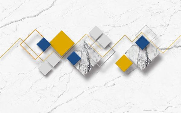 3D Фотошпалери з Ромбами на Мармурі