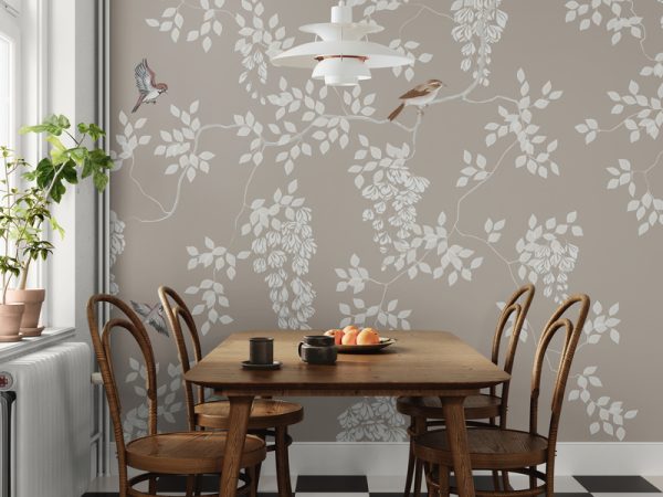 Фотошпалери Квіти на Гілках з Птахами