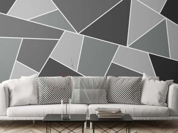 Фотошпалери Абстракція з Білими Лініями на Сірому фоні