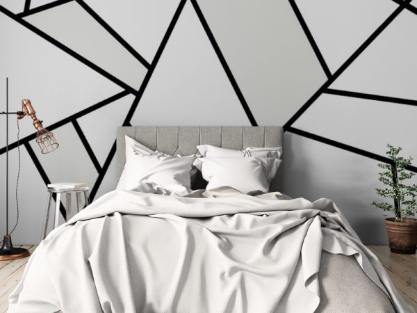 Фотошпалери Абстракція з Чорними Лініями на Сірому фоні