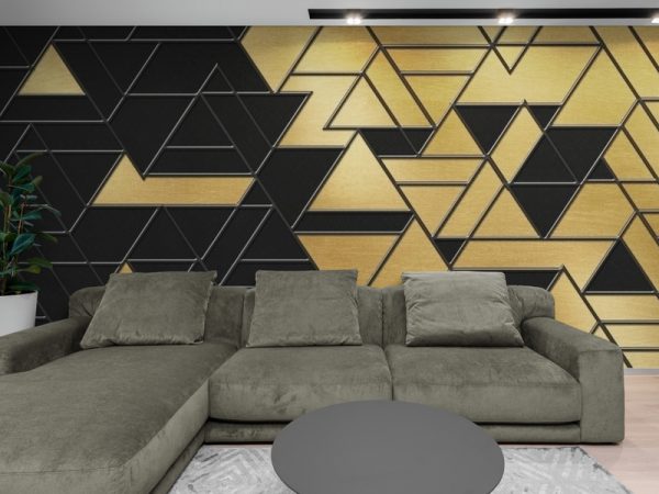 Фотошпалери Золотисто-Чорні Трикутники