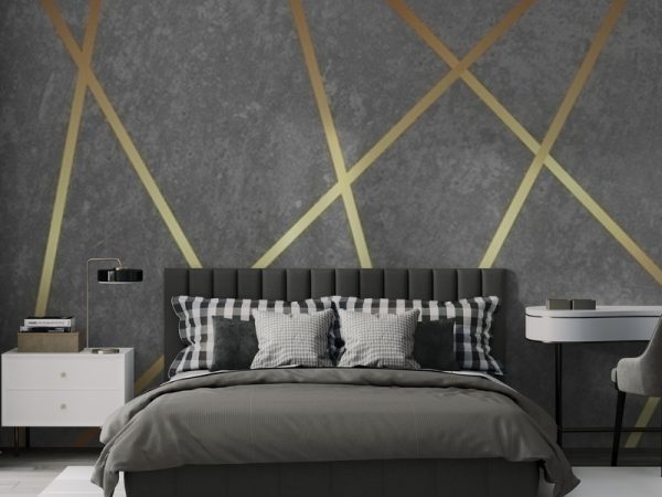 Фотошпалери Абстракція з Золотими Лініями на Сірому фоні