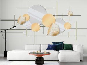 Фотошпалери Абстрактна геометрія та золоті пелюстки