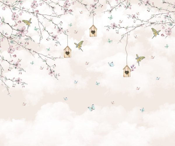 Фотошпалери Квітуче Дерево та Пташки