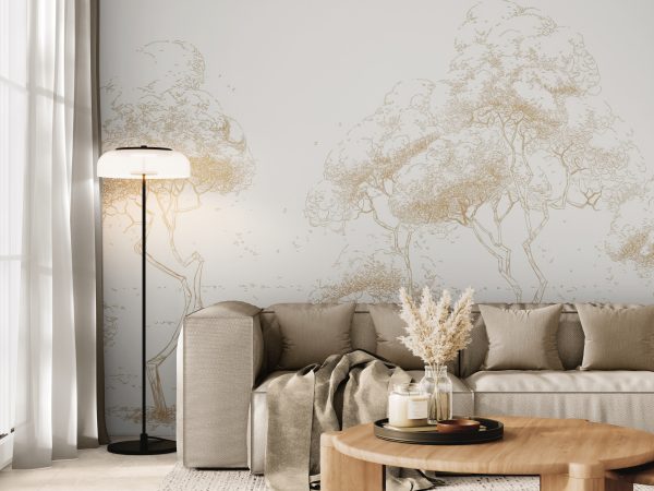 Фотошпалери Графічні дерева в золоті