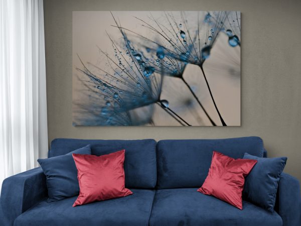 Картина на полотні Блакитні кульбаби з краплями роси