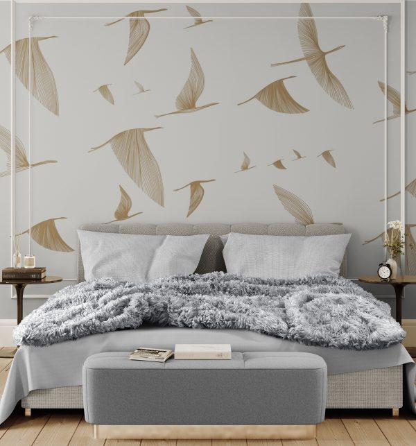 Фотошпалери Золоті птахи. Крила спокою, Фотошпалеры Золото, Фотошпалери птахи Фотошпалери Золоті птахи. Крила спокою