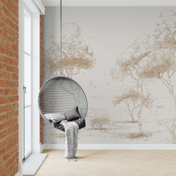 Фотошпалери Графічні дерева в золоті