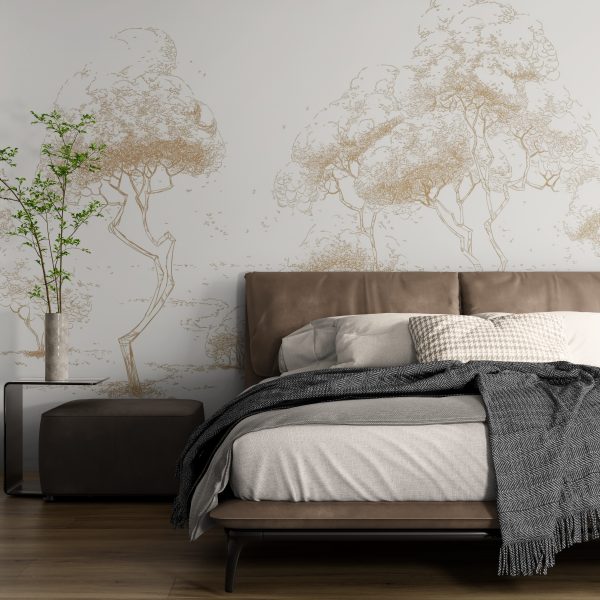Фотошпалери Графічні дерева в золоті