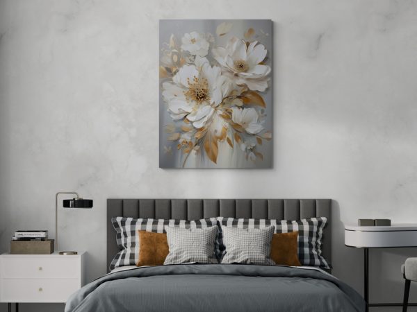 Картина на полотні Білі квіти в Золоті