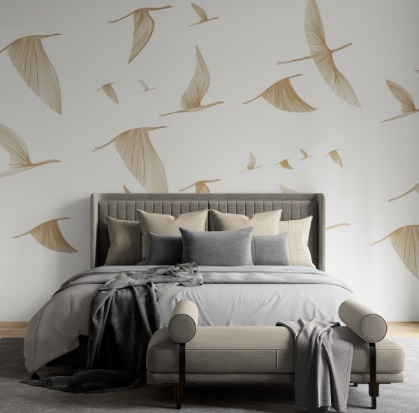 Фотошпалери Золоті птахи. Крила спокою, Фотошпалеры Золото, Фотошпалери птахи Фотошпалери Золоті птахи. Крила спокою