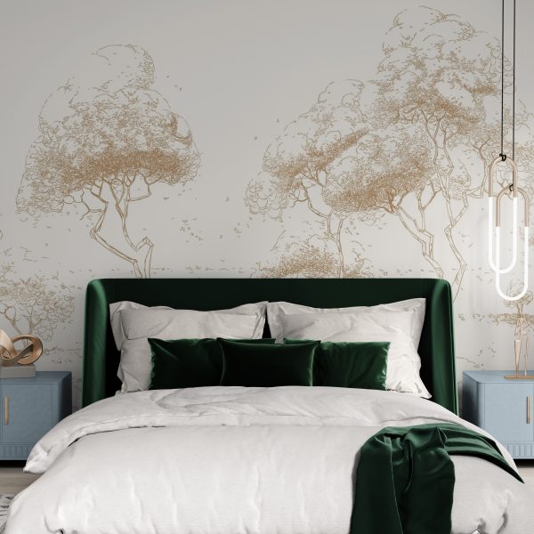 Фотошпалери Графічні дерева в золоті