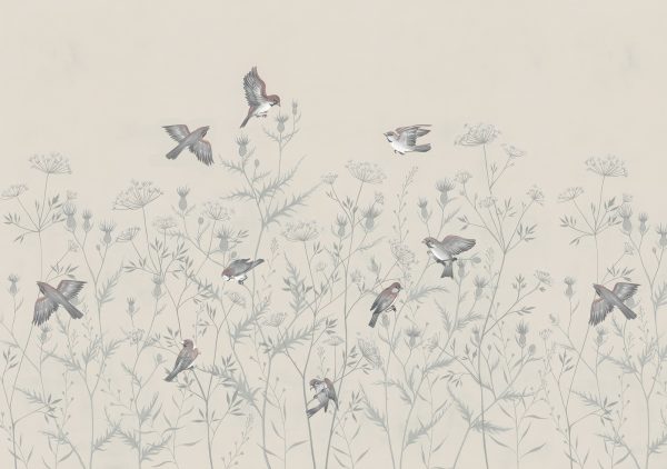 Фотошпалери Пташки у сірій траві