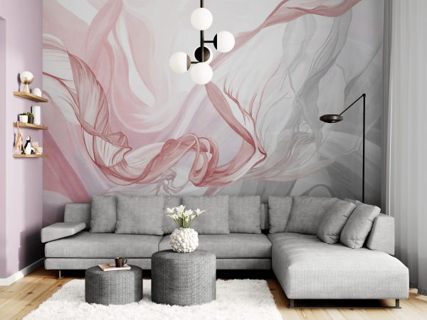 Фотошпалери Рожево-біла абстракція