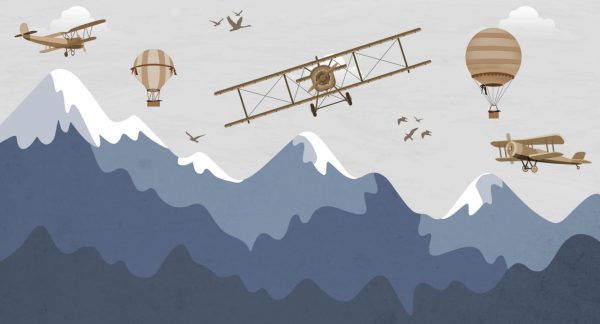 Фотошпалери в дитячу Літаки над синіми горами