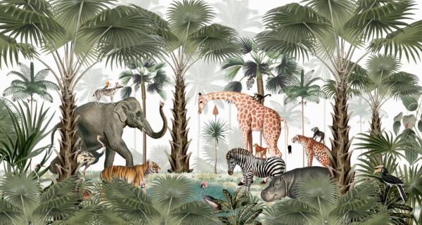 Фотошпалери в дитячу Тварини в тропічному лісі