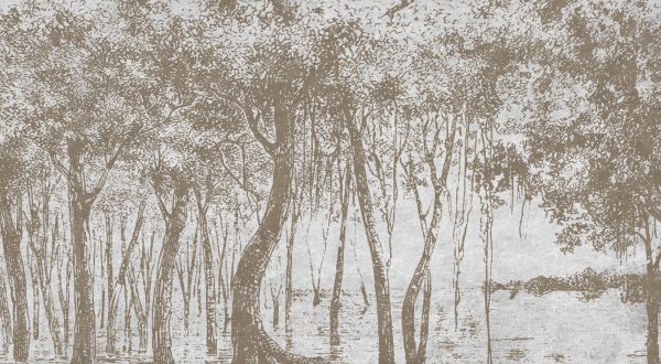 Фотошпалери Намальованний бежевий ліс