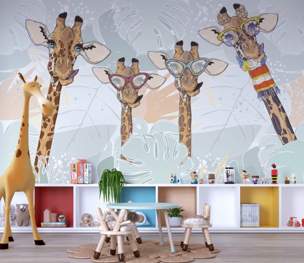 Фотошпалери в дитячу Модні Жирафи
