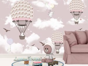 Фотошпалери в дитячу Повітряні кулі з квітами