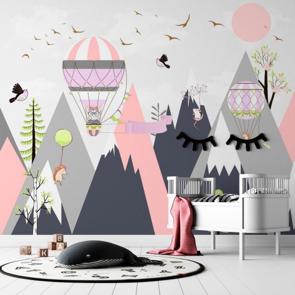 Фотошпалери в дитячу Рожеві і сірі гори