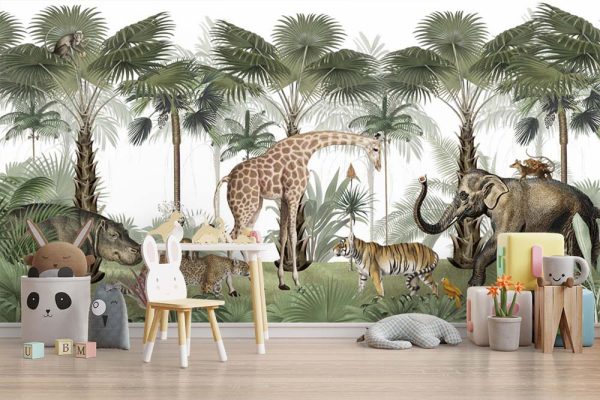 Фотошпалери в дитячу Дикі тварини в тропіках